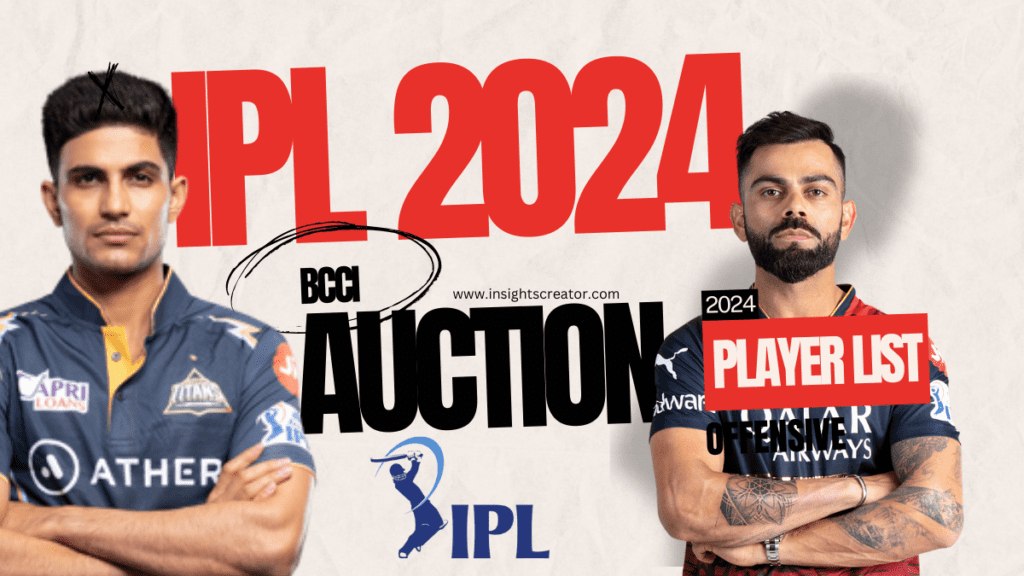 IPL 2024 Auction Player List and Price BCCI