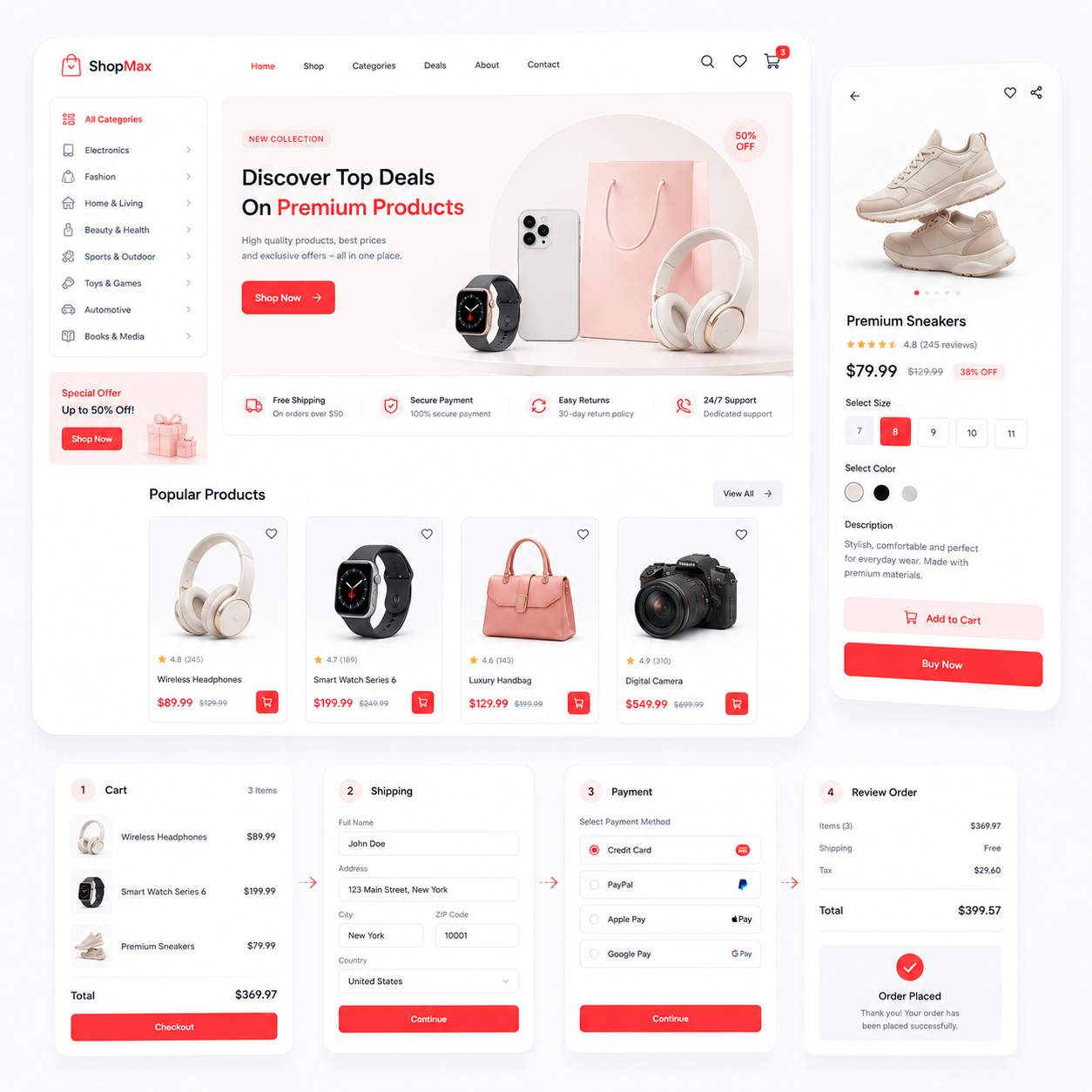 Modern eCommerce and WooCommerce Store Interface